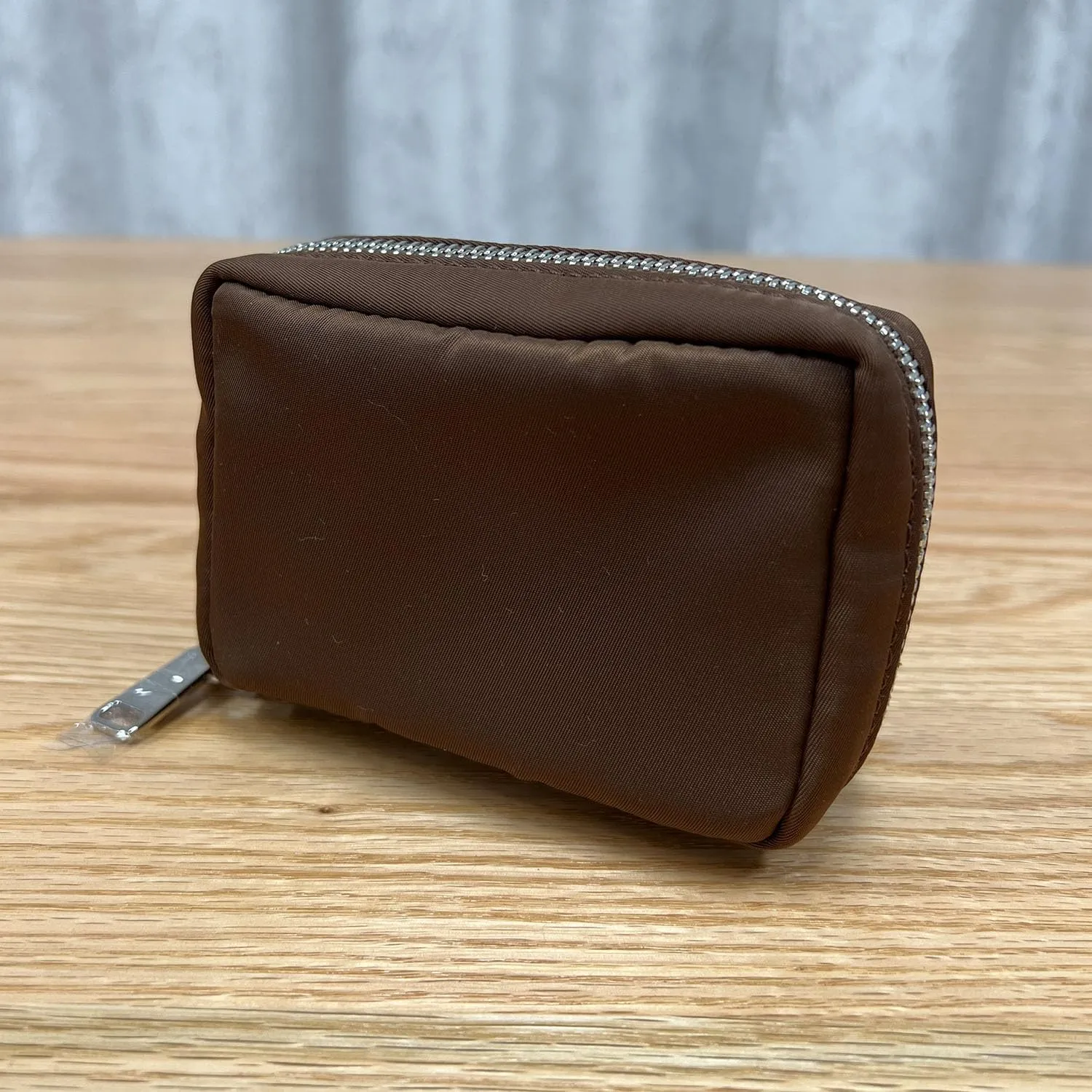 Womens Makeup Bag Wristband Bag Nylon Pouch Lightweight Ideal For Travel And Everyday Use (Nylon/Brown)