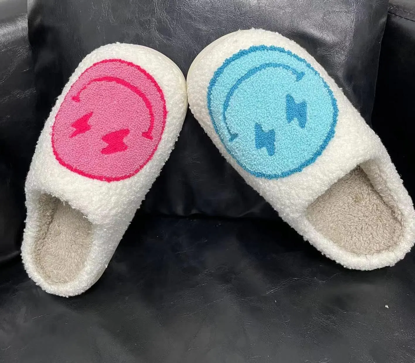 Women's Men's Happy Face Heart-shaped Cat Slippers - Retro Leopard Print, Memory Foam, Soft Plush, Warm, Anti-Slip Home Shoes