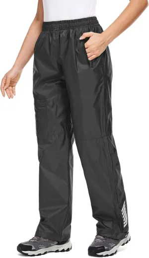 Women's Rain Pants Waterproof Hiking Pants Windproof Lightweight Rain Over Pants for Outdoor Golf Fishing Rainy Day
