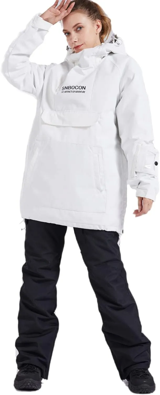 Womens Ski Snow Jacket Waterproof Windproof Warm Snowboarding Winter Coat with Hood