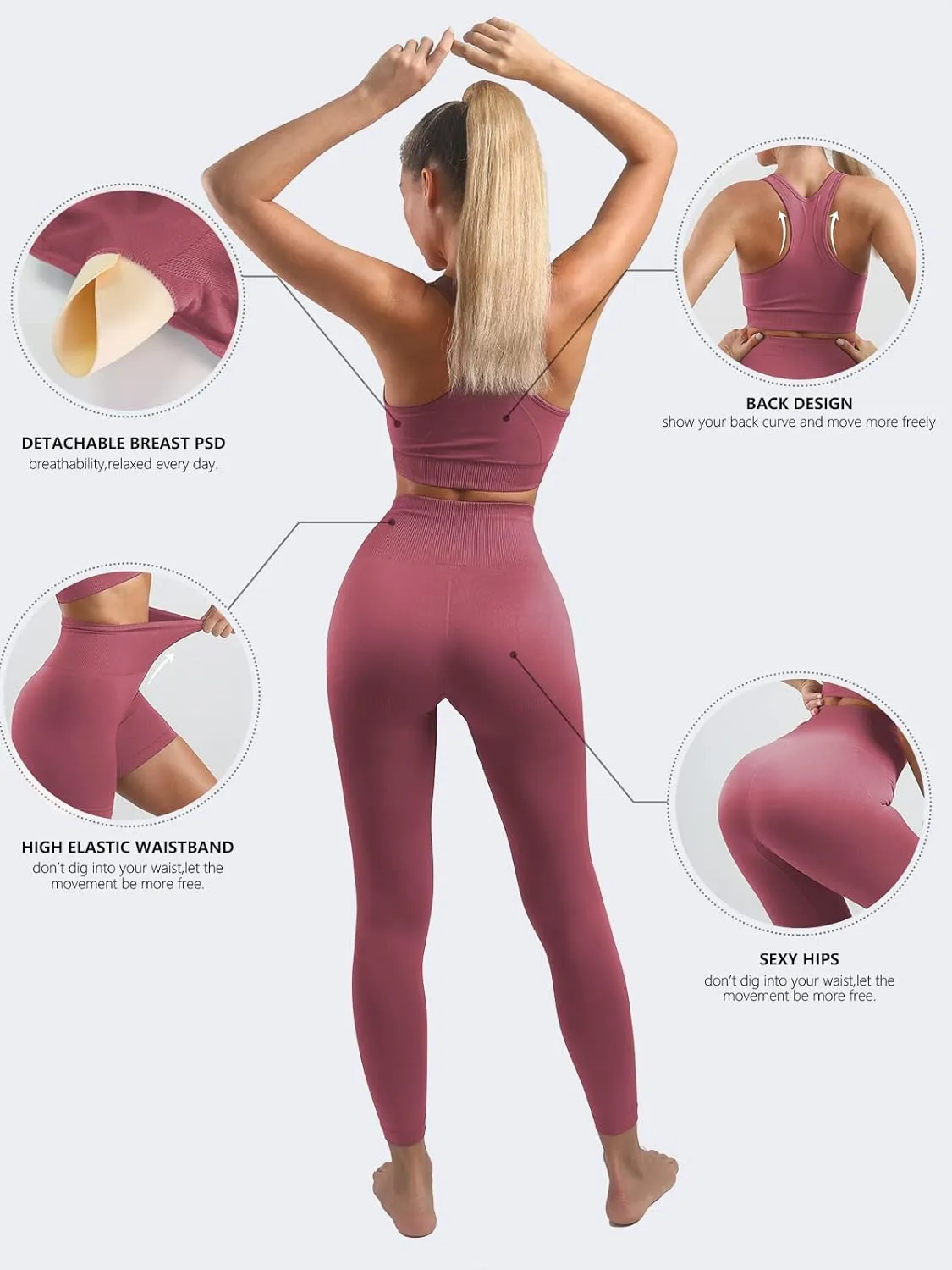 Women’s Yoga Outfits 2 piece Set Workout Tracksuits Sports Bra High Waist Legging Active Wear Athletic Clothing Set