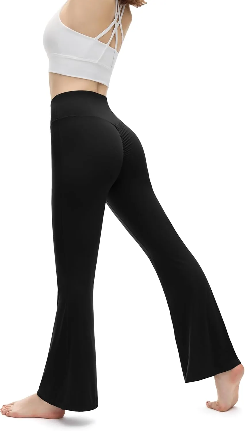 Womens Yoga Pants V Crossover Flare Leggings Tummy Control High Waist Bootcut Leggings