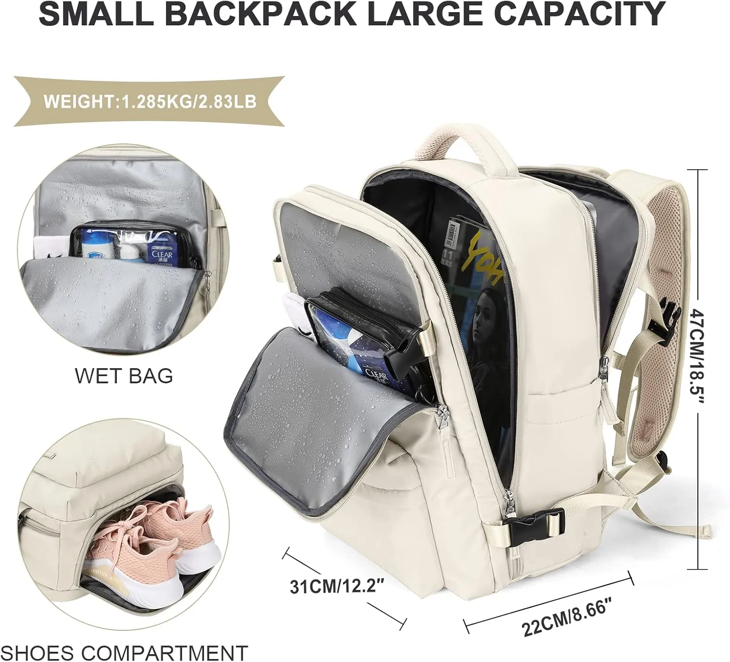WONHOX Large Travel Backpack Carry on Flight Approved Laptop Work Business Backpack for Women Men Mochila de Viaje