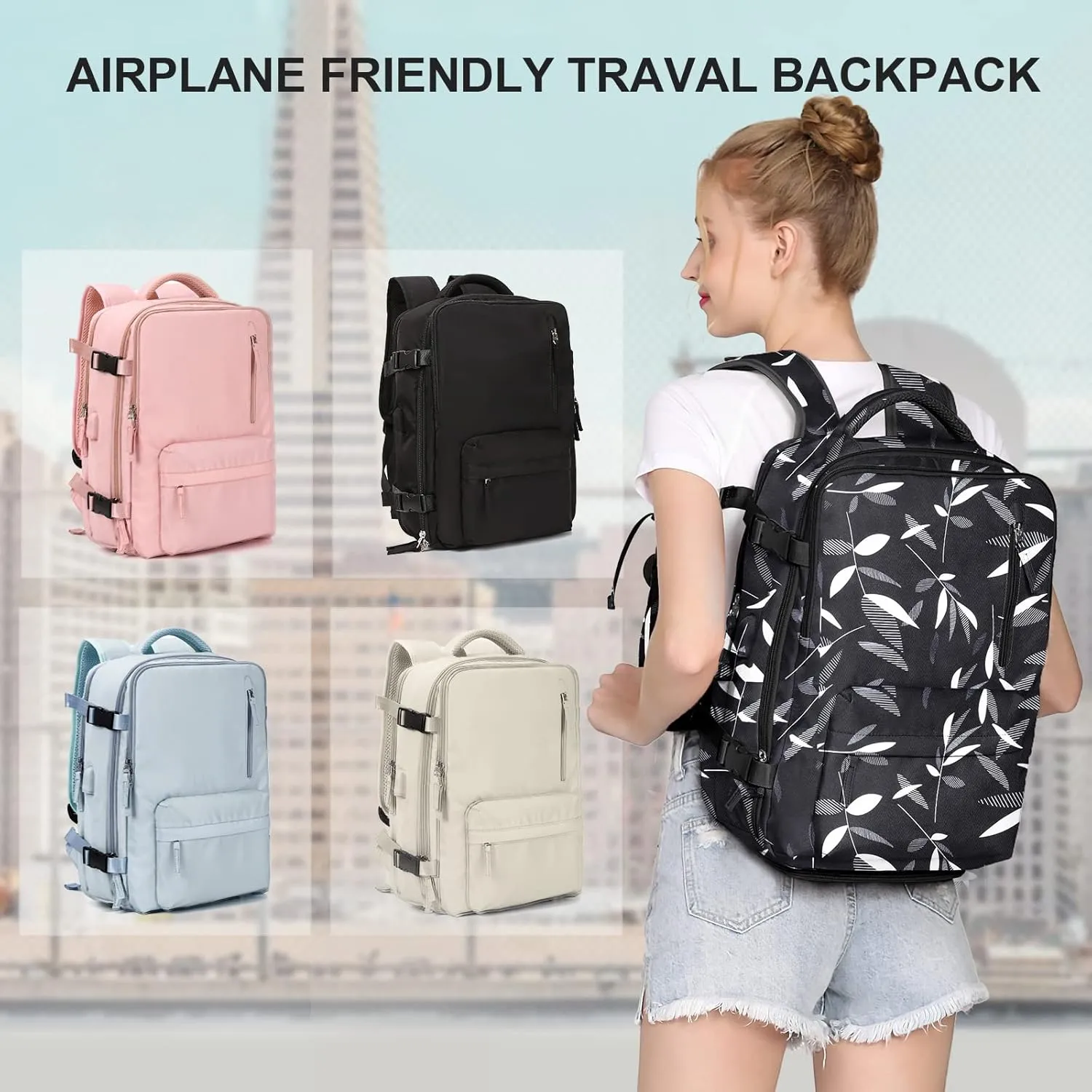 WONHOX Large Travel Backpack Carry on Flight Approved Laptop Work Business Backpack for Women Men Mochila de Viaje