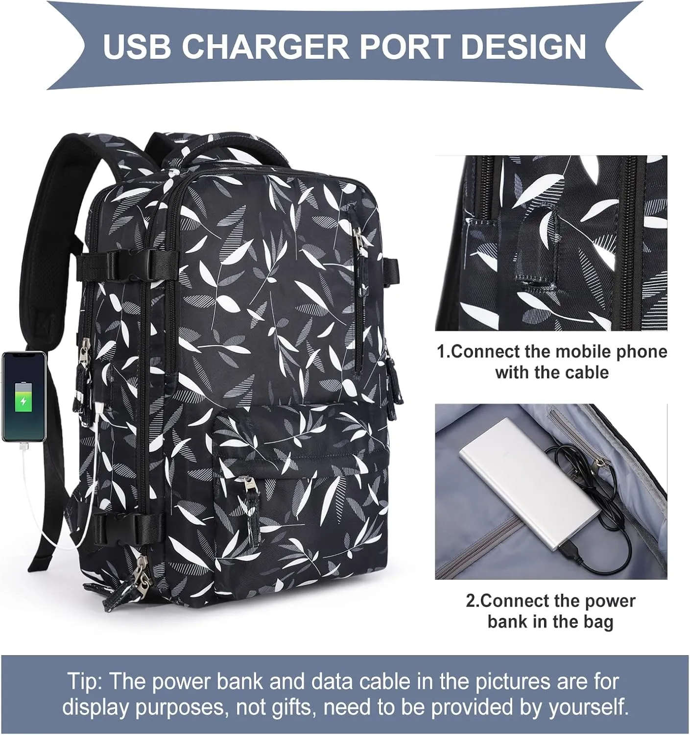 WONHOX Large Travel Backpack Carry on Flight Approved Laptop Work Business Backpack for Women Men Mochila de Viaje