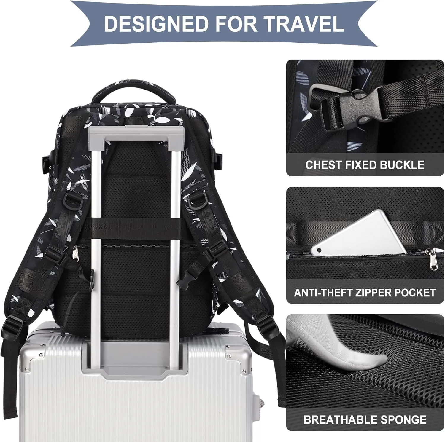 WONHOX Large Travel Backpack Carry on Flight Approved Laptop Work Business Backpack for Women Men Mochila de Viaje