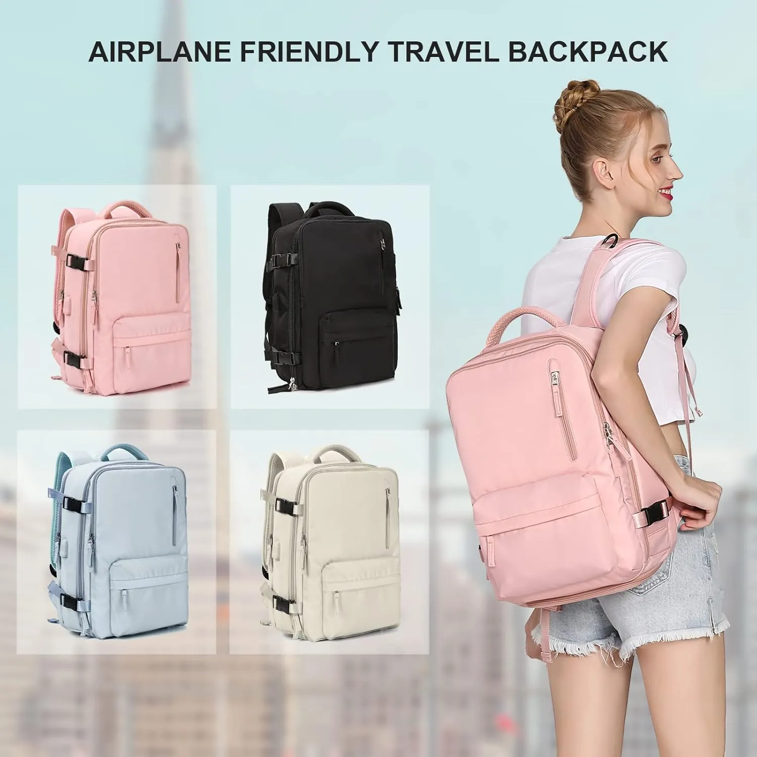 WONHOX Large Travel Backpack Carry on Flight Approved Laptop Work Business Backpack for Women Men Mochila de Viaje
