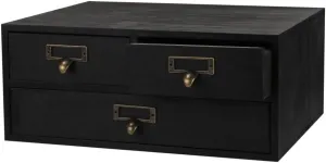 Wooden Storage Box with 3 Drawers Apothecary Drawers Vintage Wooden Drawers Wood Desktop Organizer with Drawers Countertop Drawers Library Card Catalog Cabinet Apothecary Cabinet（BLACK）