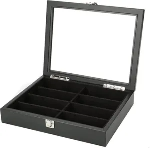 Wooden Watch Glasses Box 8 Grids Jewelry Transparent Jewelry Box Jewelry Storage Box Display Box Necklace Box Watch Case(A)