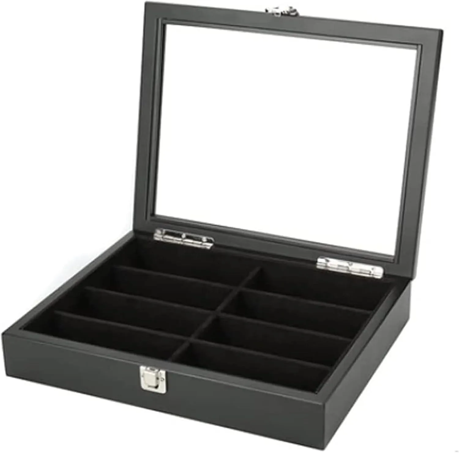 Wooden Watch Glasses Box 8 Grids Jewelry Transparent Jewelry Box Jewelry Storage Box Display Box Necklace Box Watch Case(A)