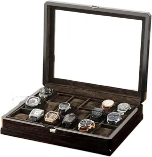Wooden With Transparent Window Jewelry Bracelet Storage Box With Lock Multifunctional Watch Jewelry Display Box