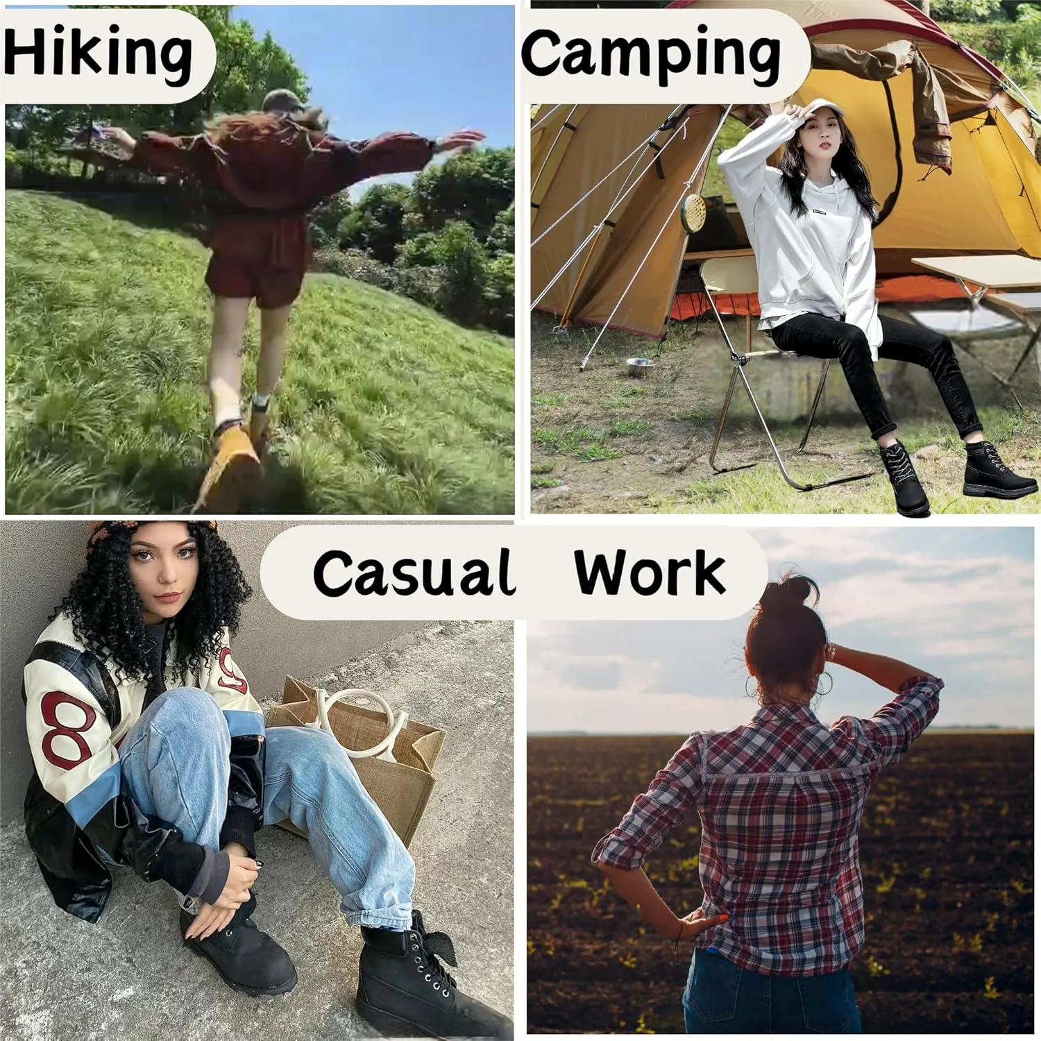 Work Hiking Boots Women - Comfortable Waterproof High Top Camping
