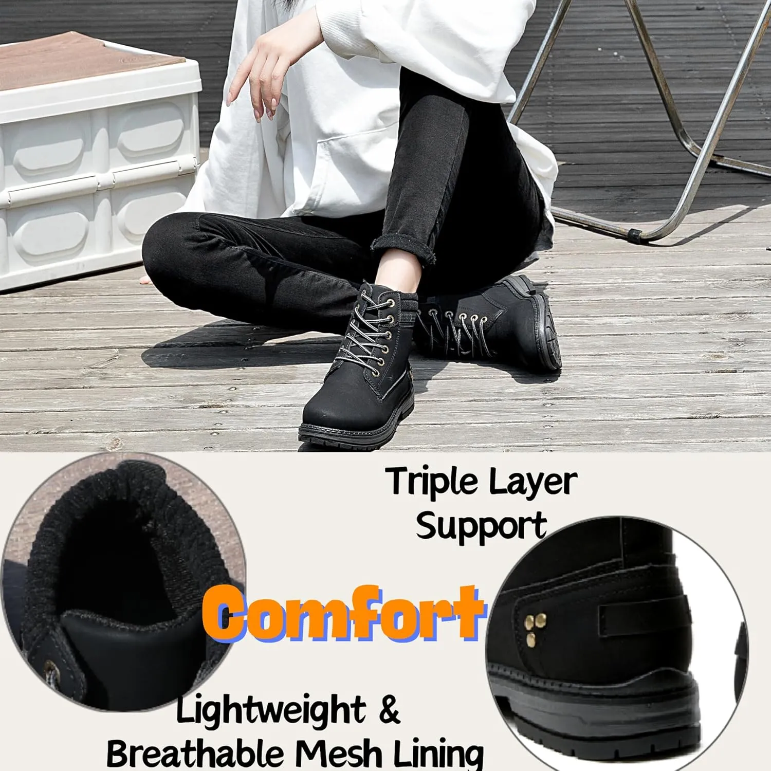 Work Hiking Boots Women - Comfortable Waterproof High Top Camping
