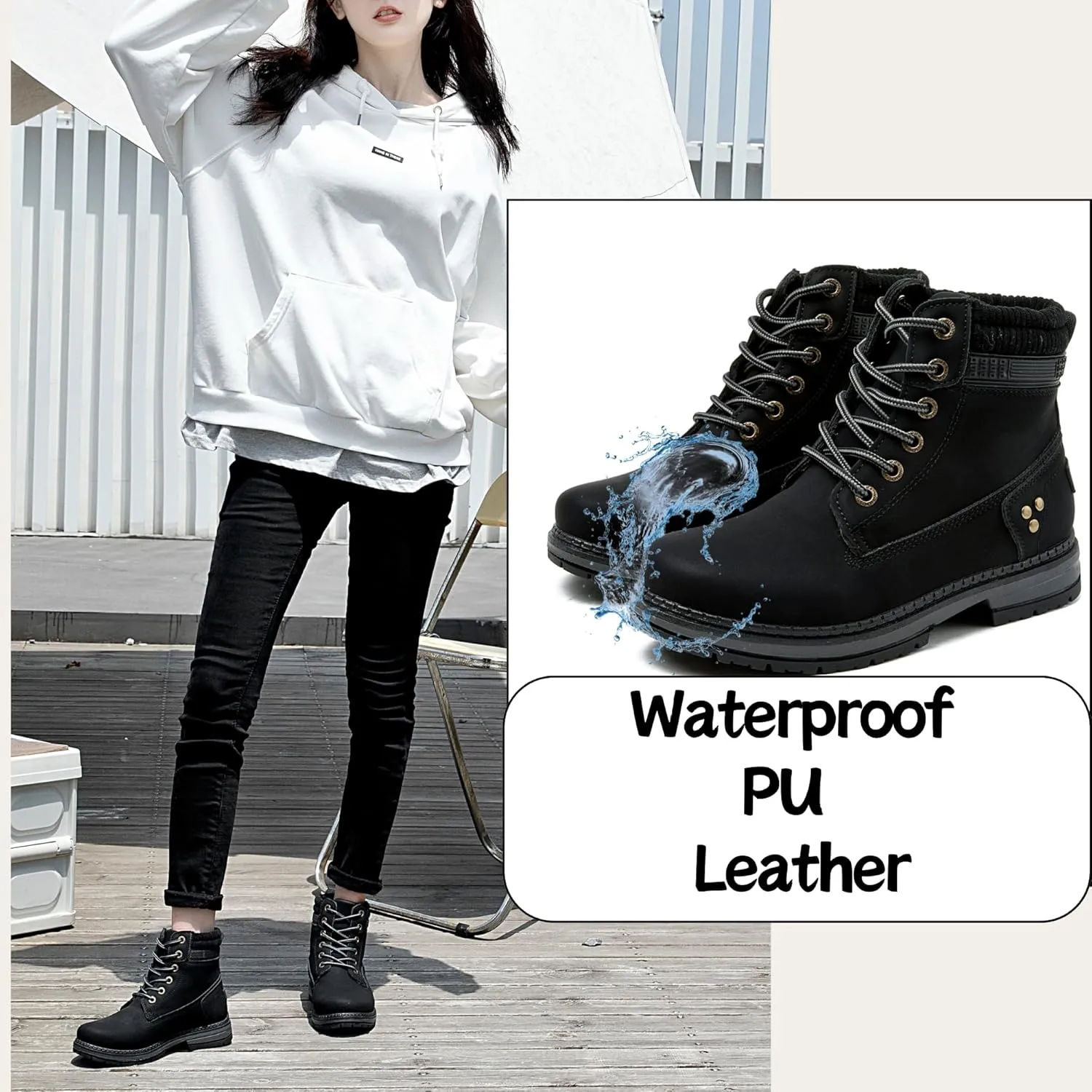 Work Hiking Boots Women - Comfortable Waterproof High Top Camping
