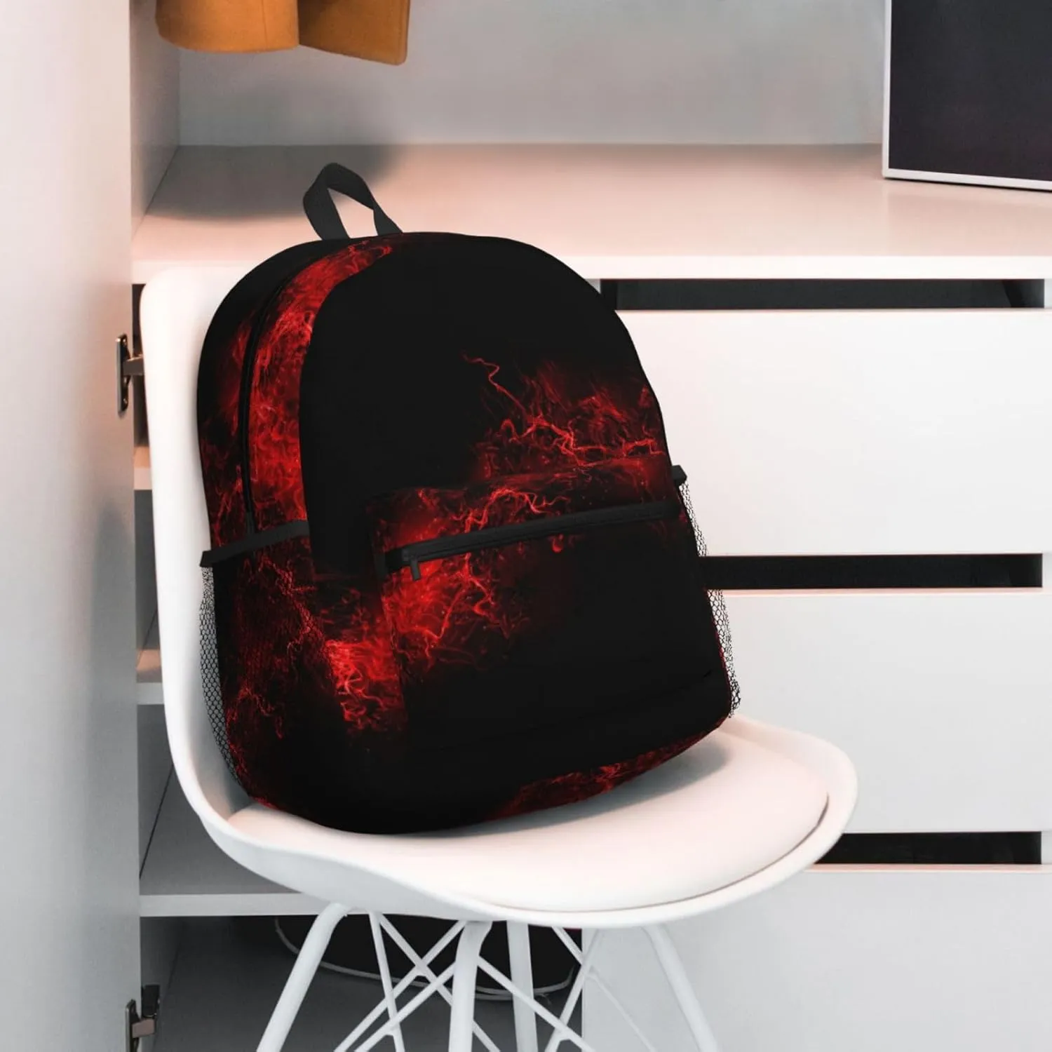 Wurton Explosion Burst Red Black Print Unisex Backpack Trendy,Durable Travel Bag Sports Beach Backpack Lightweight Backpack