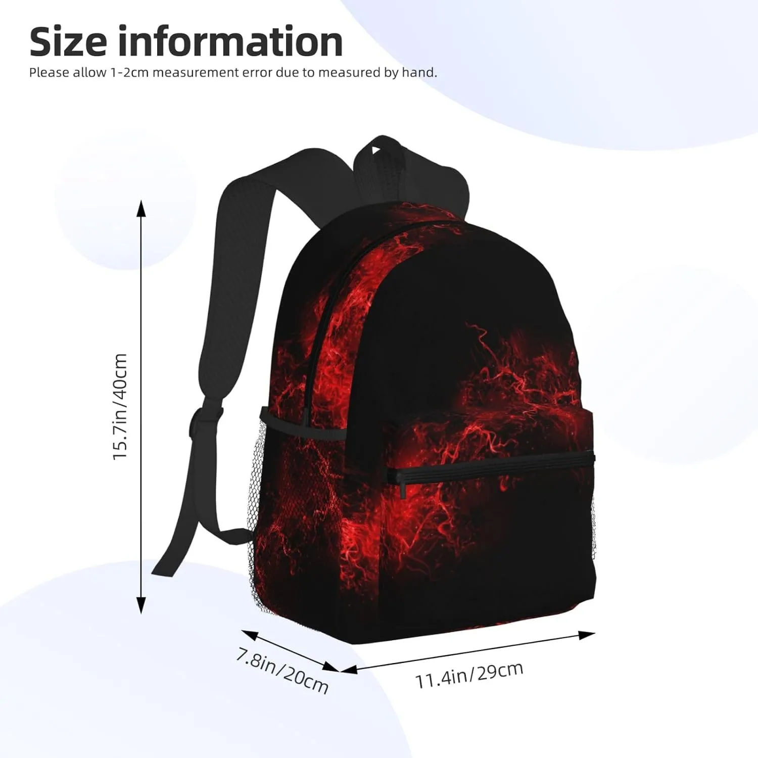 Wurton Explosion Burst Red Black Print Unisex Backpack Trendy,Durable Travel Bag Sports Beach Backpack Lightweight Backpack