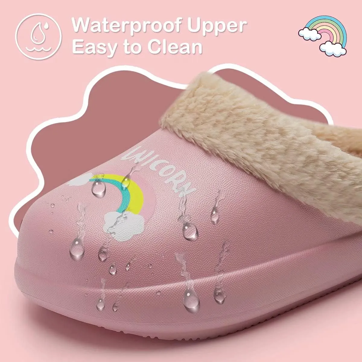 YALOX Boys-Girls-Slippers Soft Warm Kids-House-Bedroom-Shoes Plush Lined Lightweight-Non-Slip Cotton Slippers Garden-Shoes-Indoor-Outdoor