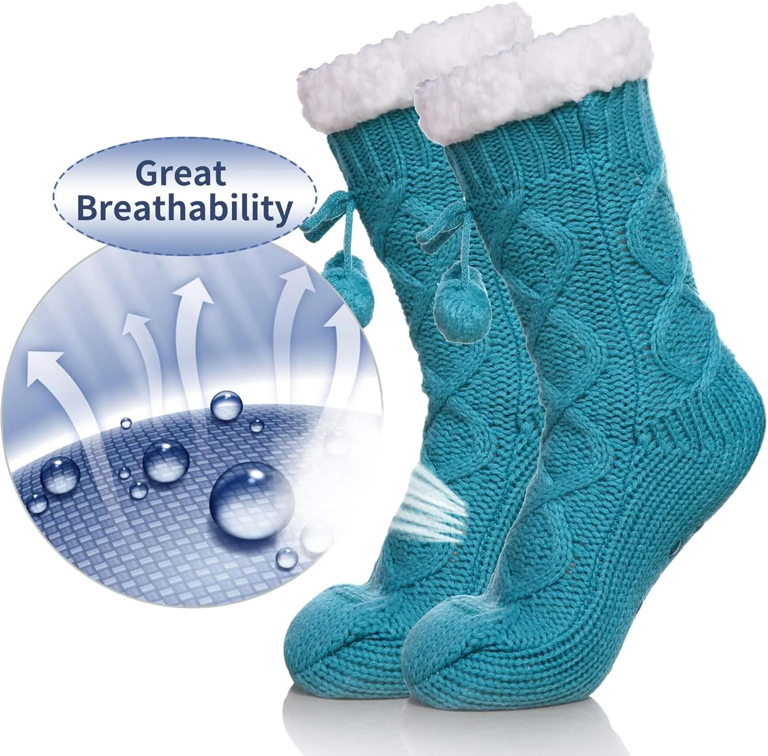 Yebing Womens Non Slip Slipper Socks Winter Warm Soft Cozy Fuzzy Fleece-lined Grippers Home Socks