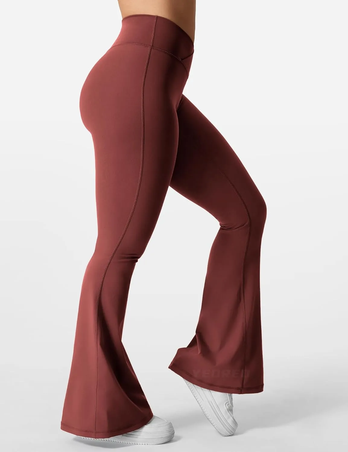 YEOREO Kalie Flare Scrunch Leggings for Women V Cross Waist Bell Bottom Yoga Pants Tummy Control Bootcut Workout Leggings