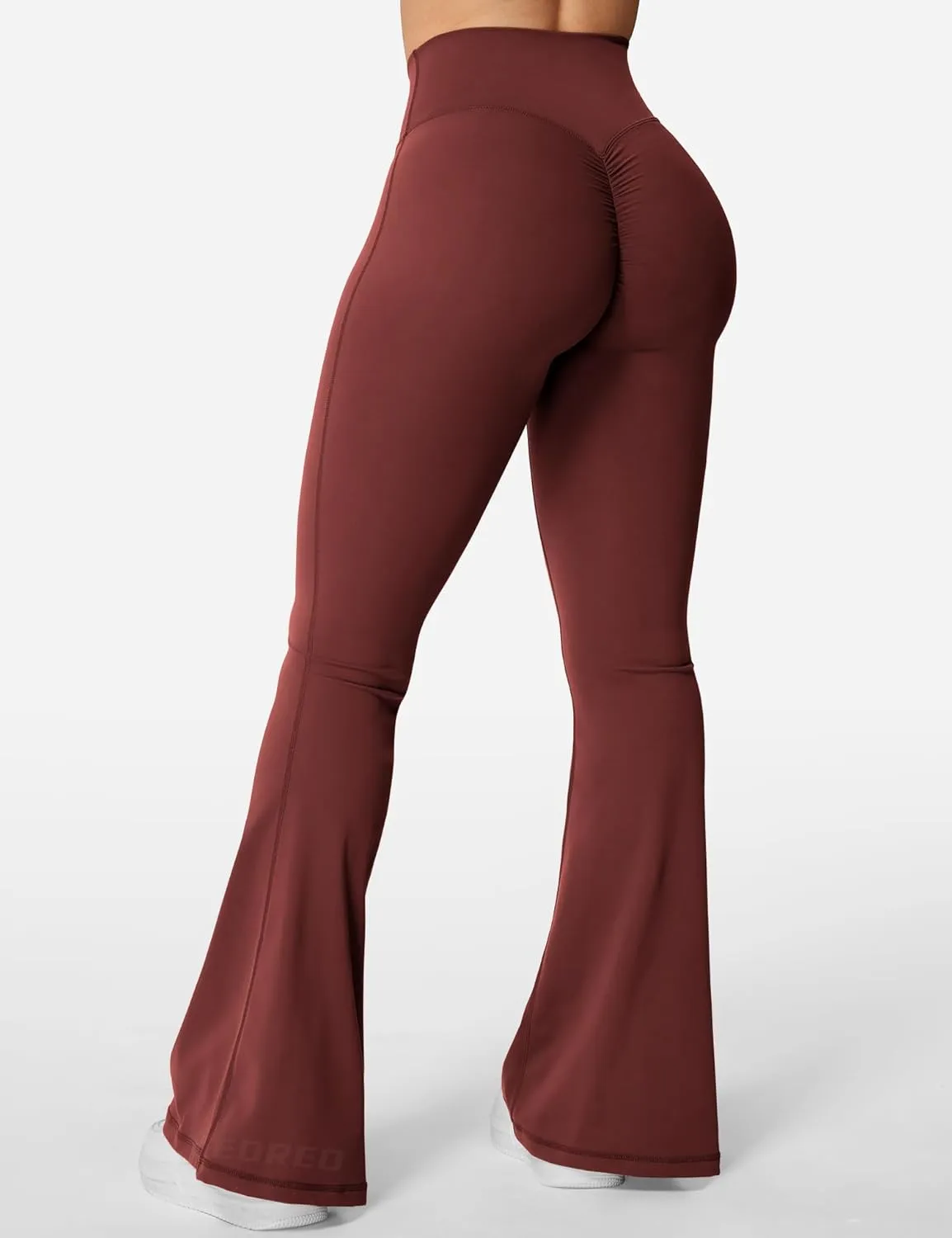 YEOREO Kalie Flare Scrunch Leggings for Women V Cross Waist Bell Bottom Yoga Pants Tummy Control Bootcut Workout Leggings