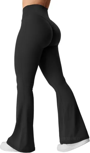 YEOREO Kalie Flare Scrunch Leggings for Women V Cross Waist Bell Bottom Yoga Pants Tummy Control Bootcut Workout Leggings