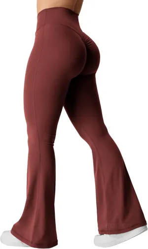 YEOREO Kalie Flare Scrunch Leggings for Women V Cross Waist Bell Bottom Yoga Pants Tummy Control Bootcut Workout Leggings