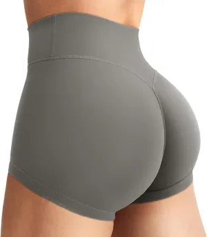 YEOREO Women's Biker Shorts 2.5" No Front Seam Elysina High Waist Hidden Scrunch Workout Gym Yoga Running Shorts
