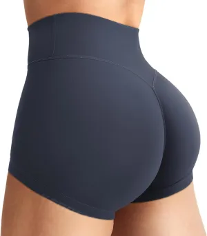YEOREO Women's Biker Shorts 2.5" No Front Seam Elysina High Waist Hidden Scrunch Workout Gym Yoga Running Shorts