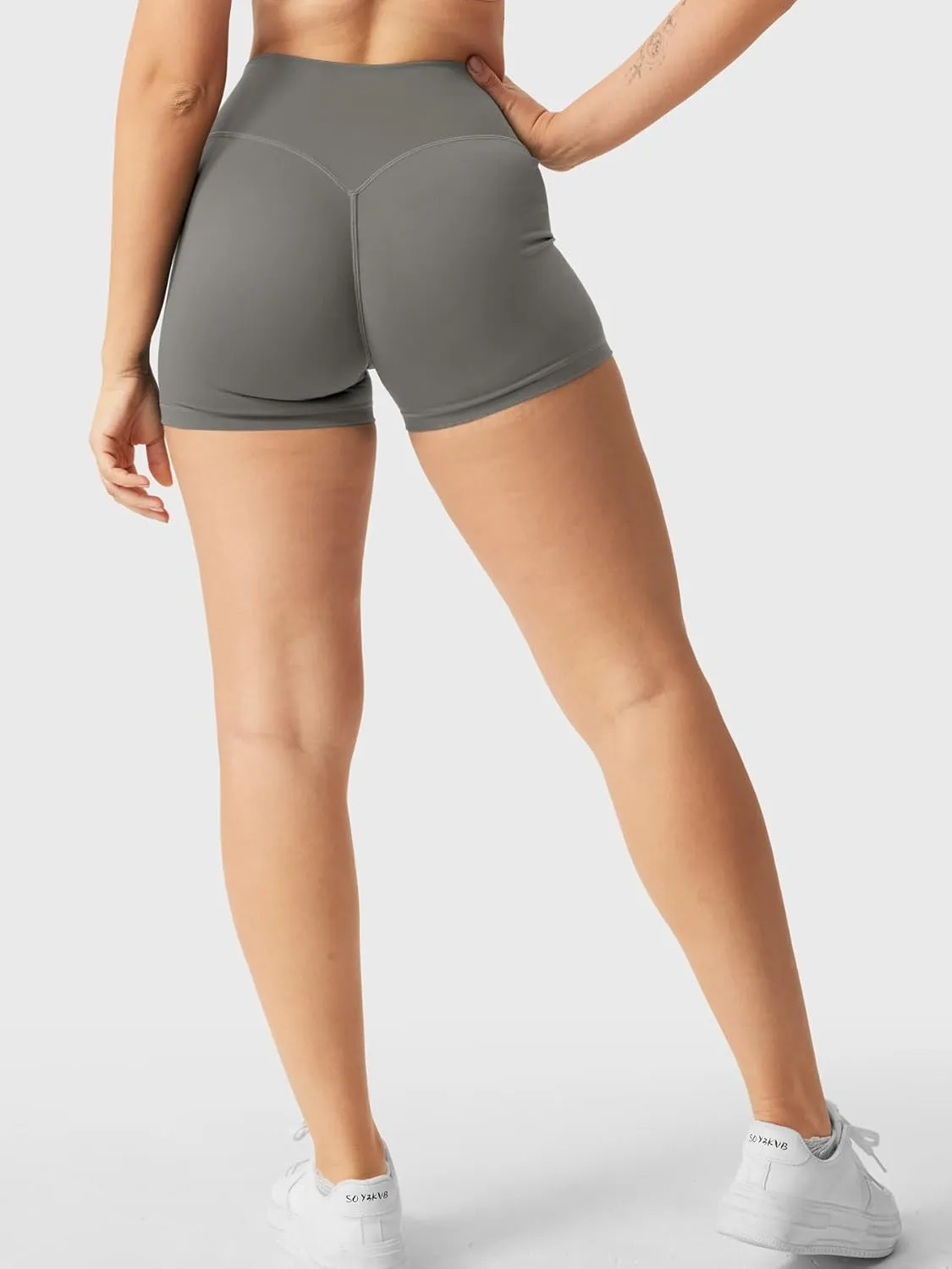 YEOREO Women's Biker Shorts 2.5" No Front Seam Elysina High Waist Hidden Scrunch Workout Gym Yoga Running Shorts