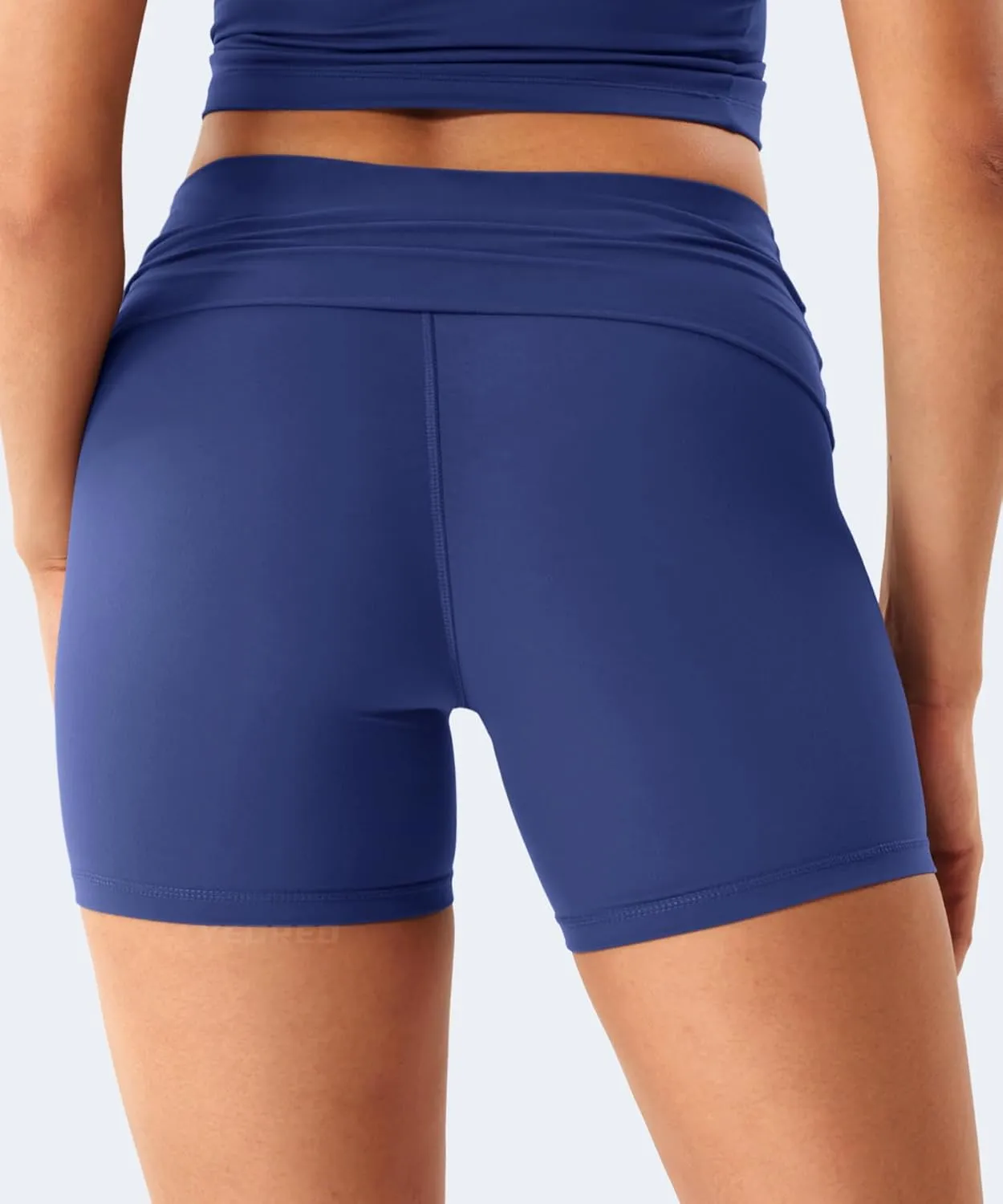 YEOREO Womens Foldover Workout Shorts High Waist 4.5" Fold Over Waist Band Romola Gym Yoga Running Shorts