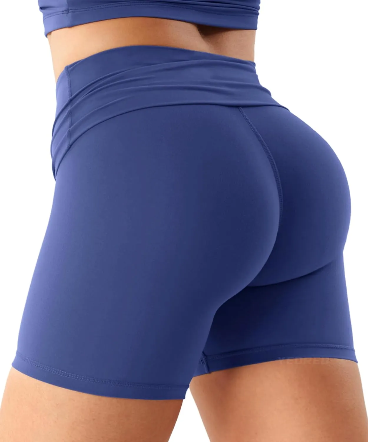 YEOREO Womens Foldover Workout Shorts High Waist 4.5" Fold Over Waist Band Romola Gym Yoga Running Shorts