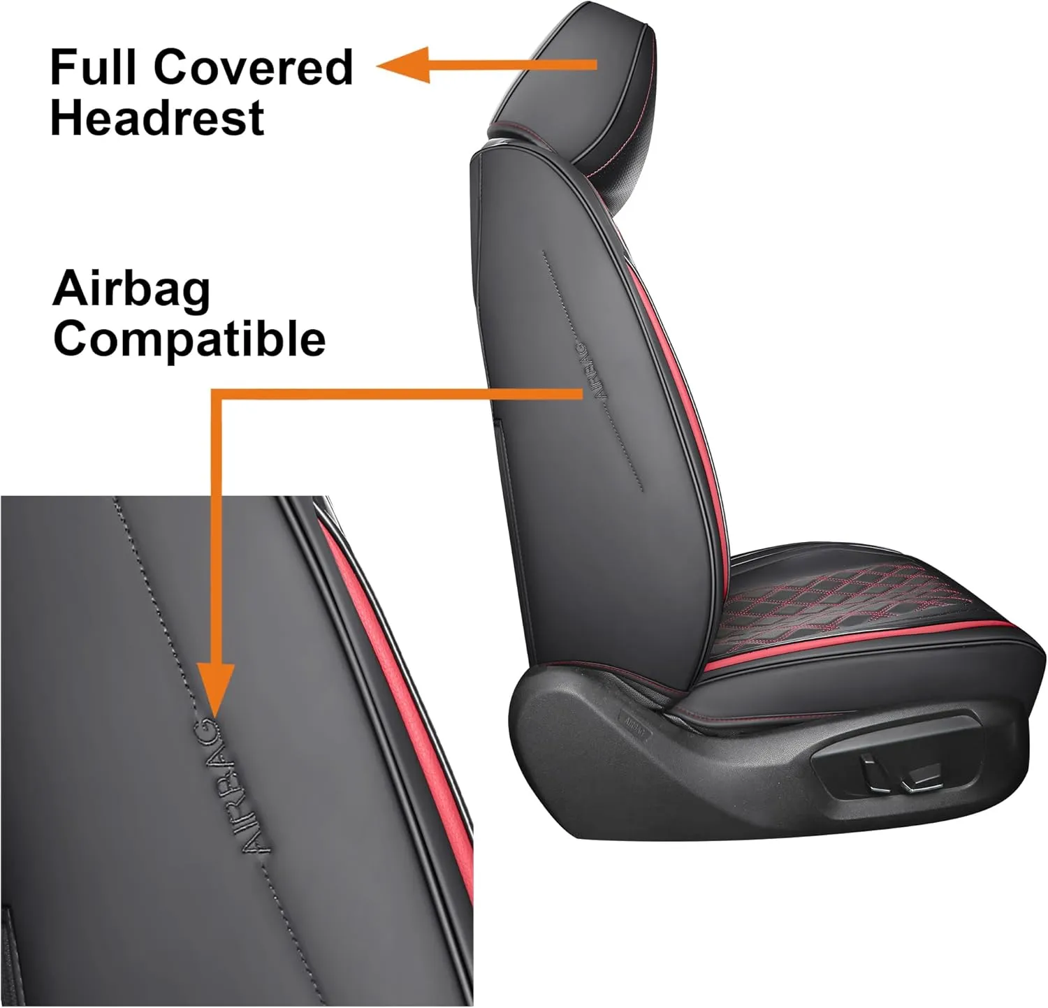 YIERTAI Universal Seat Covers Full Coverage Fit for Chevy Blazer Cruze Equinox Ford Electric VW Tiguan Allspace Passat Mitsubishi Evolution Buick Century Acura MDX Nissan Qashqai Full Set, Black-Red