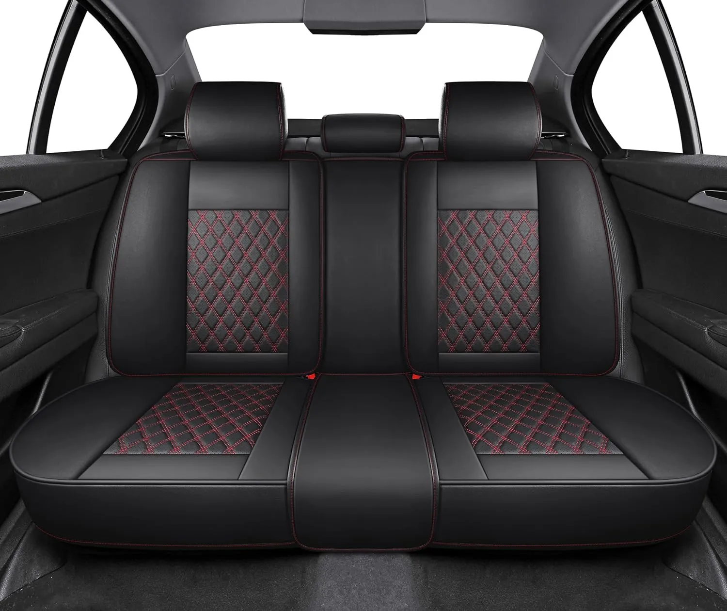 YIERTAI Universal Seat Covers Full Coverage Fit for Chevy Blazer Cruze Equinox Ford Electric VW Tiguan Allspace Passat Mitsubishi Evolution Buick Century Acura MDX Nissan Qashqai Full Set, Black-Red
