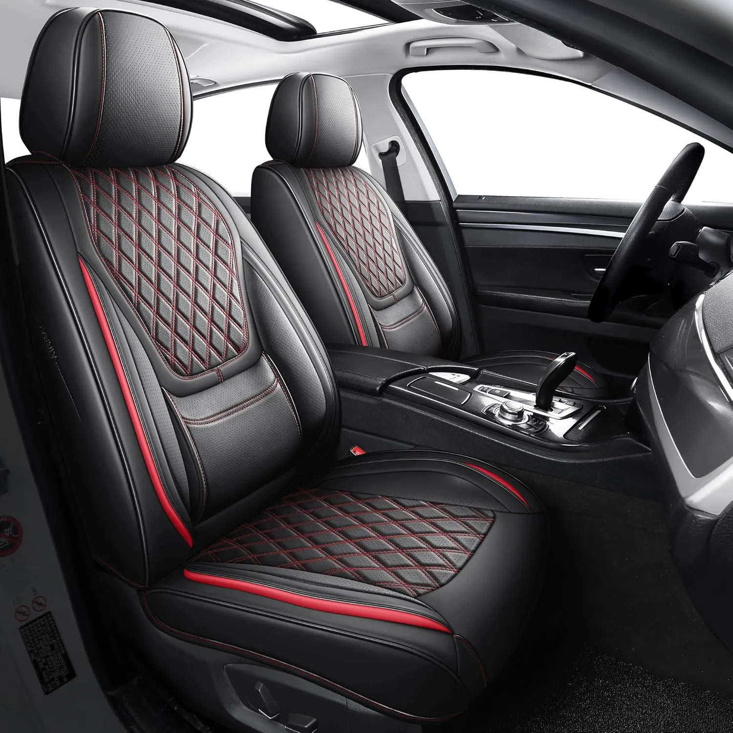 YIERTAI Universal Seat Covers Full Coverage Fit for Chevy Blazer Cruze Equinox Ford Electric VW Tiguan Allspace Passat Mitsubishi Evolution Buick Century Acura MDX Nissan Qashqai Full Set, Black-Red