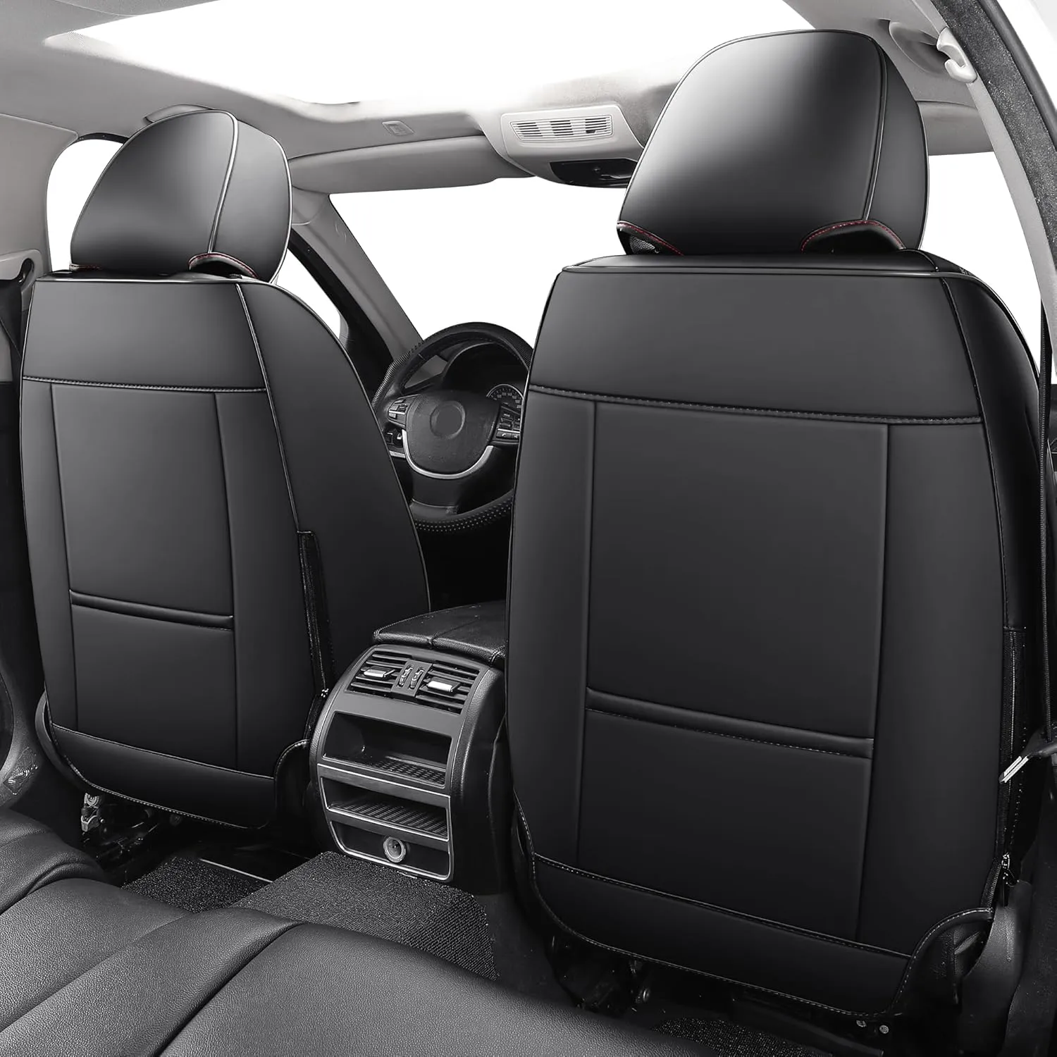 YIERTAI Universal Seat Covers Full Coverage Fit for Chevy Blazer Cruze Equinox Ford Electric VW Tiguan Allspace Passat Mitsubishi Evolution Buick Century Acura MDX Nissan Qashqai Full Set, Black-Red