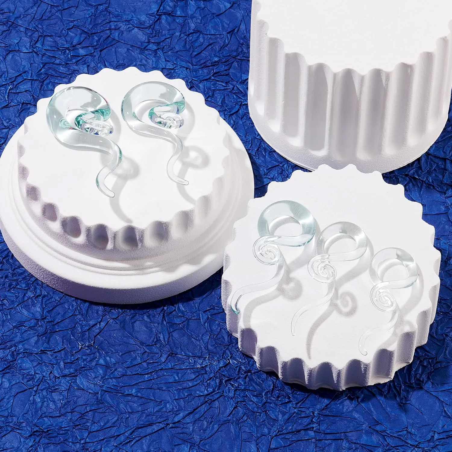 YOFANST 2pcs Glass Ear Tapers Plugs 4G-14mm Multi-Colors Twist Handmade Spiral Gauges Piercing Jewelry