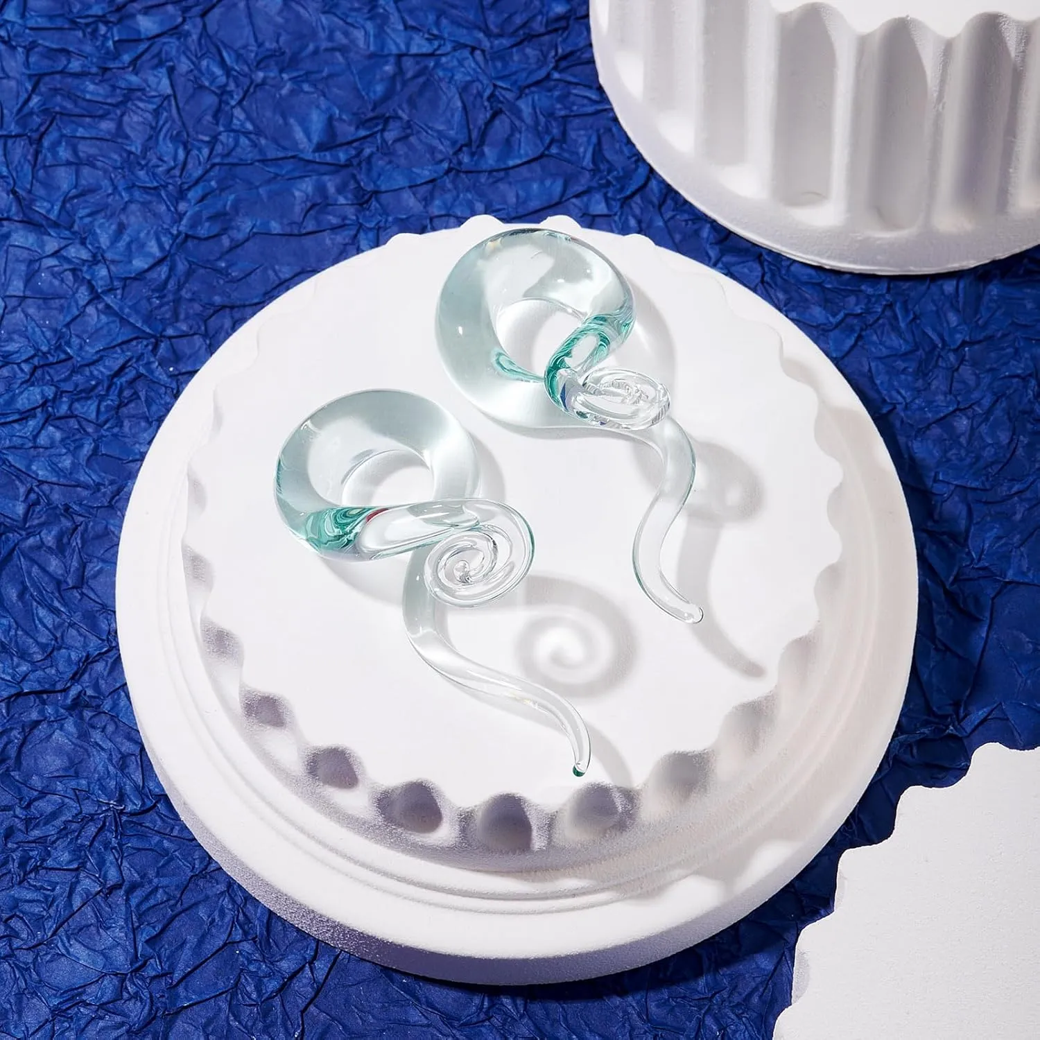 YOFANST 2pcs Glass Ear Tapers Plugs 4G-14mm Multi-Colors Twist Handmade Spiral Gauges Piercing Jewelry