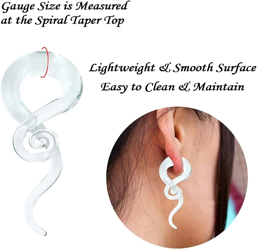 YOFANST 2pcs Glass Ear Tapers Plugs 4G-14mm Multi-Colors Twist Handmade Spiral Gauges Piercing Jewelry