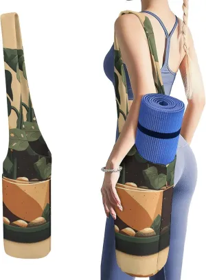 Yoga Mat Bag Carriers Cute And Personalized Yoga Bag for Women Gray Monstera Plant Printed Yoga Bags And Carriers Fits All Your Stuff