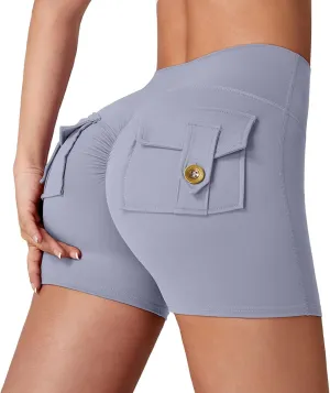 Yoga Shorts Tummy Control | High Waist Biker Shorts for Women Workout Butt Lifting Tights Pants with Pockets
