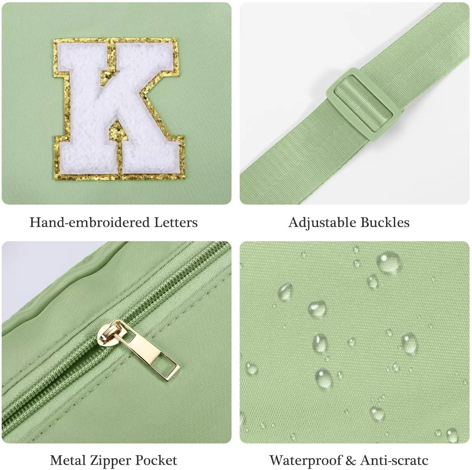 YOOLIFE Gifts for Girls - Preppy Teenage Girl Gifts, Green Initial Crossbody Bag