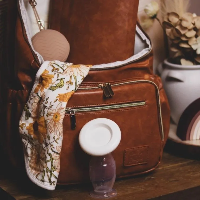 Zebra Babies faux leather nappy bag backpack - luxe tan brown