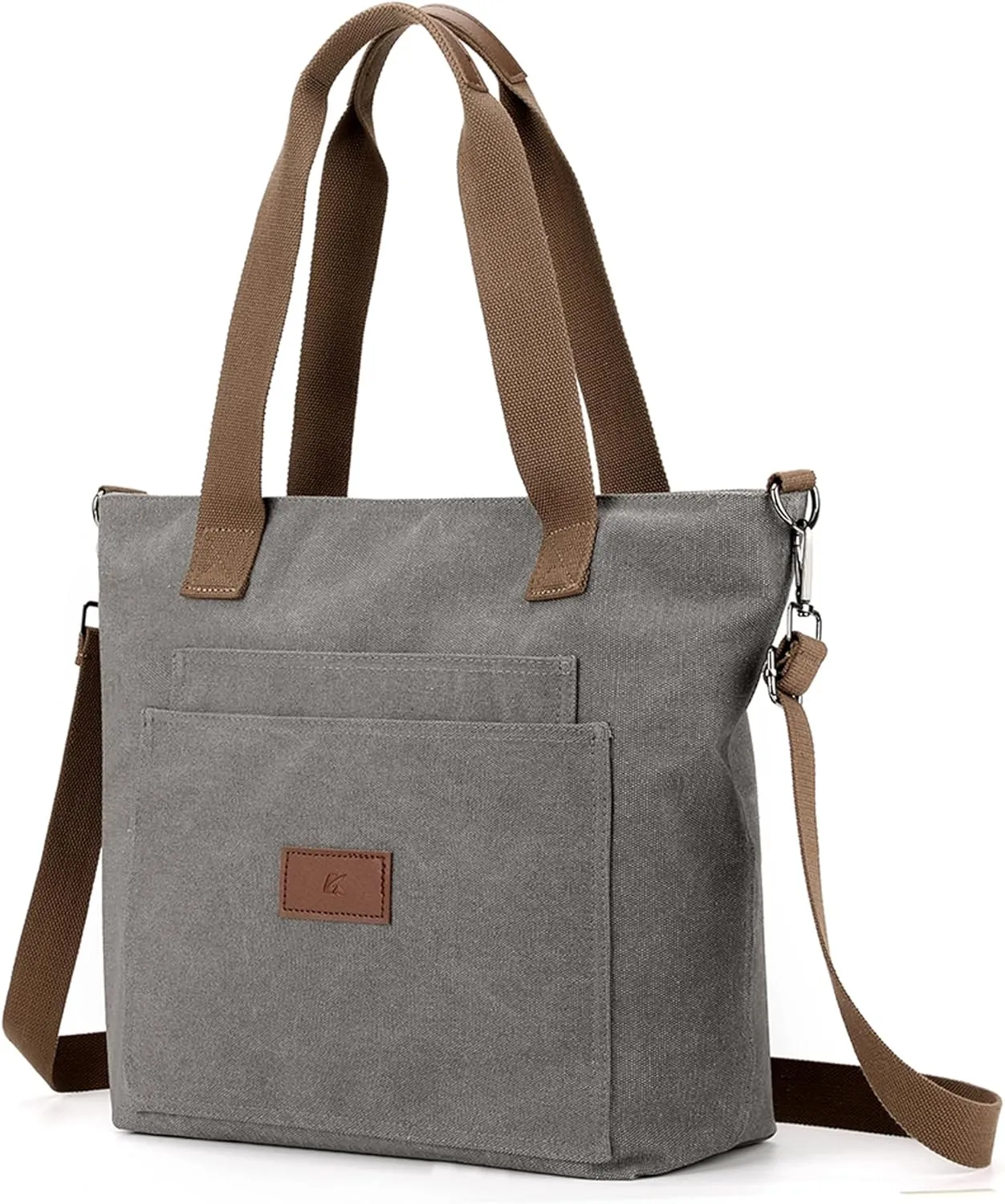 zhongningyifeng Canvas Tote Bag for Women A4 Handbag with Zipper Shoulder Bag for Shopping Travel Work