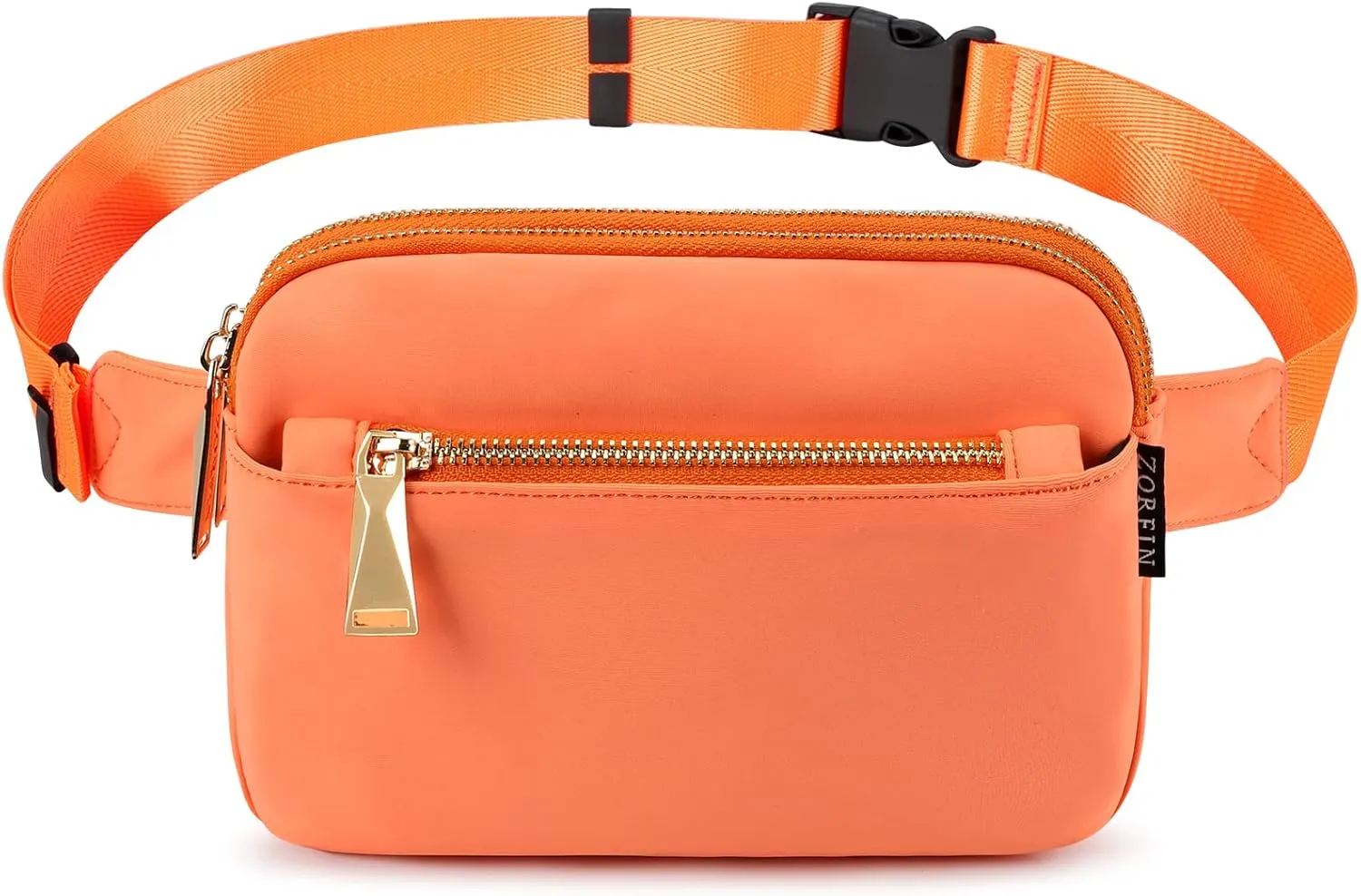 ZORFIN Fanny Packs for Women Men: Crossbody Belt Bag with Adjustable Strap - Fashion Waist Packs for Workout Running Traveling Hiking Orange