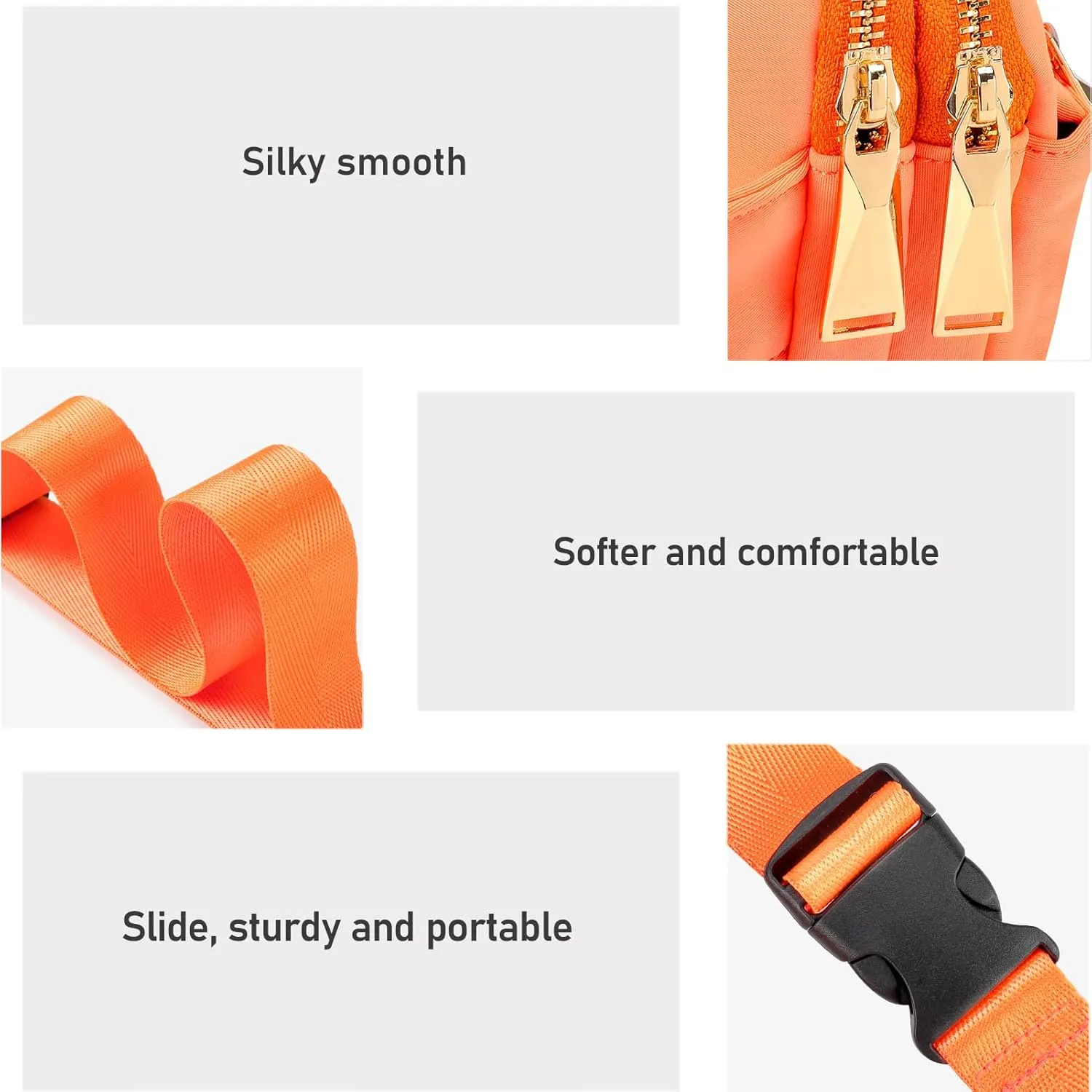 ZORFIN Fanny Packs for Women Men: Crossbody Belt Bag with Adjustable Strap - Fashion Waist Packs for Workout Running Traveling Hiking Orange