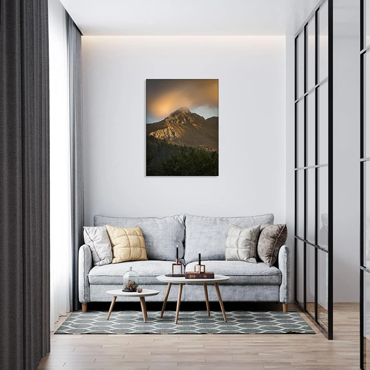 ZSALTT Mountain forest wall art vertical canvas nature abstract picture alpine on Canvas Prints spring landscape painting Modern Wall Décor for Living Room 60x80cm(24x31in) Innerframe