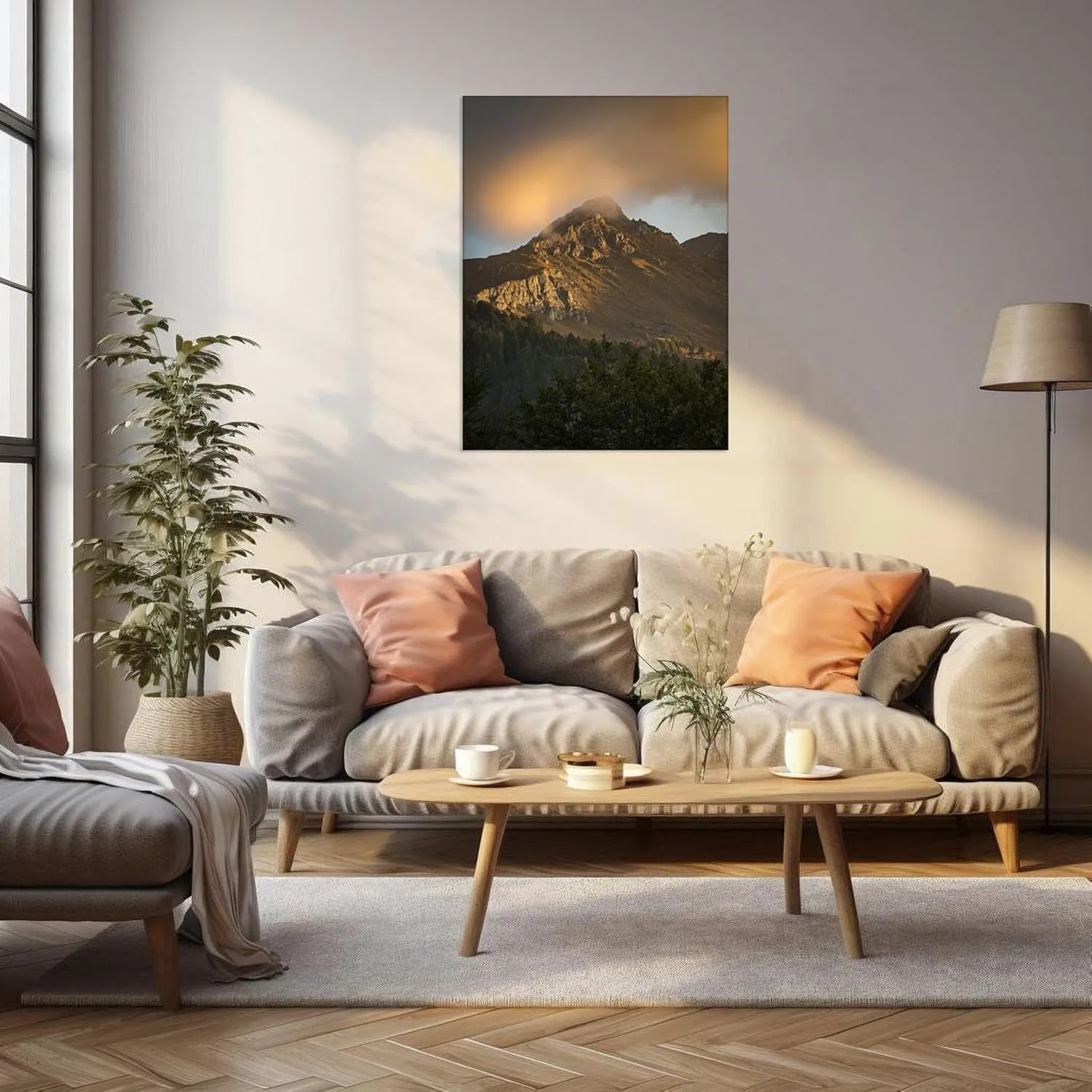 ZSALTT Mountain forest wall art vertical canvas nature abstract picture alpine on Canvas Prints spring landscape painting Modern Wall Décor for Living Room 60x80cm(24x31in) Innerframe