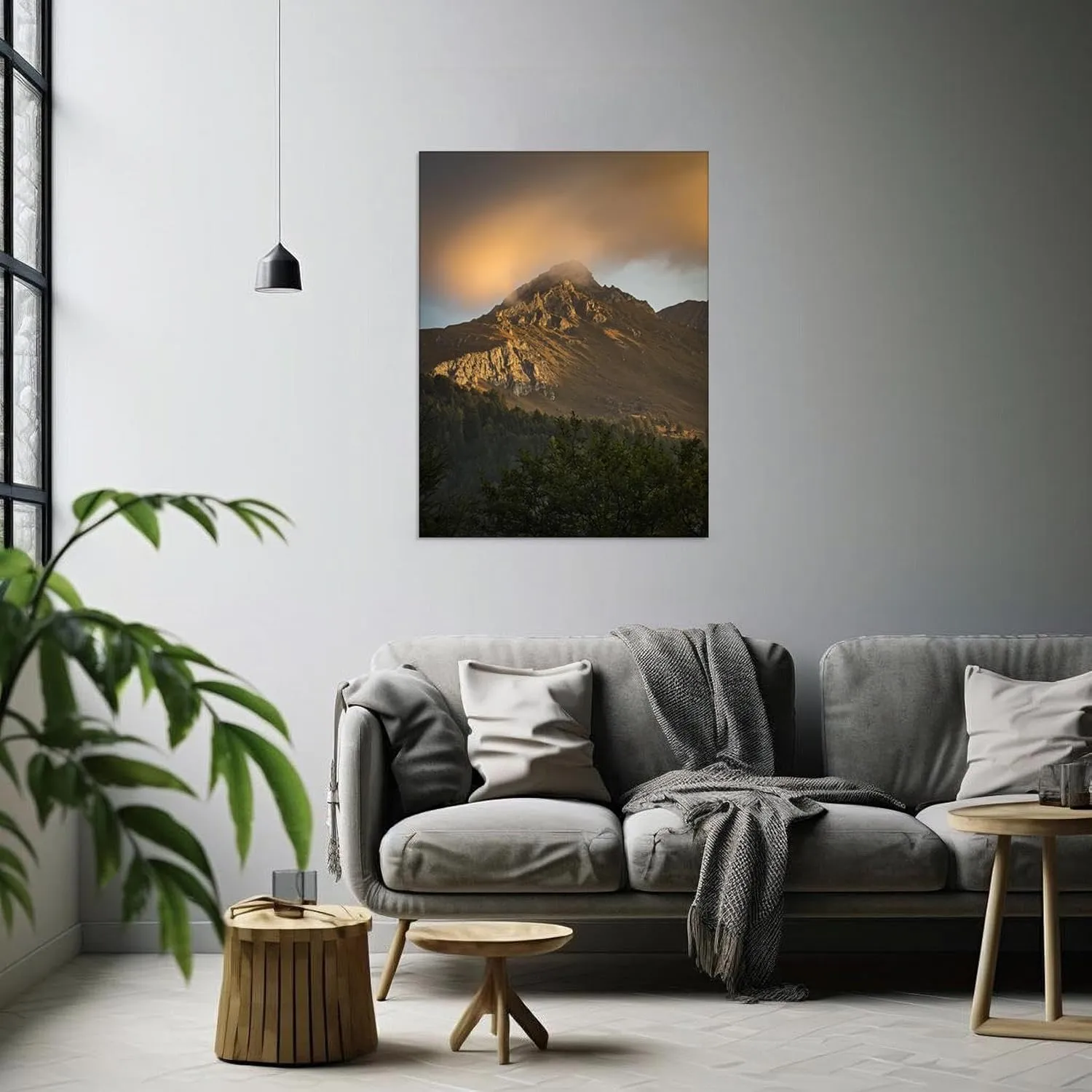 ZSALTT Mountain forest wall art vertical canvas nature abstract picture alpine on Canvas Prints spring landscape painting Modern Wall Décor for Living Room 60x80cm(24x31in) Innerframe